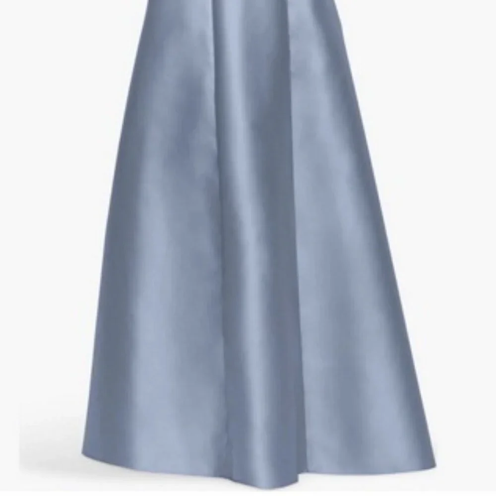 Alfred Sung Cloudy Blue A-Line Satin A-Line Gown Dress D874 - Picture 2 of 6